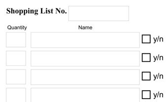 Shopping list